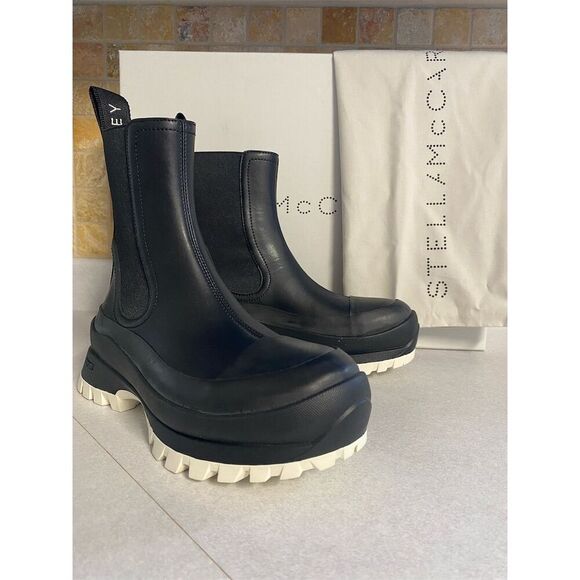 Stella McCartney Women's Trace Black‎ Chelsea Chunky Ankle Boots 35/5 - Picture 1 of 7
